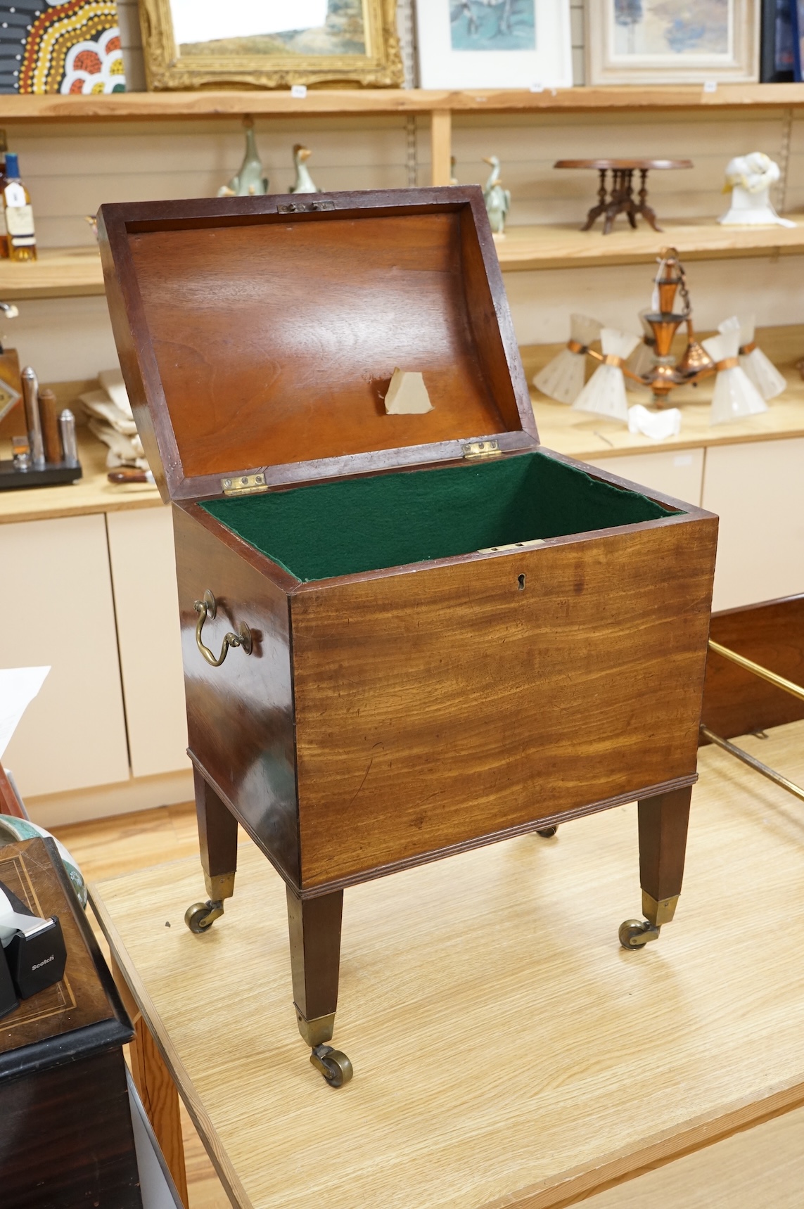 A George III domed mahogany cellarette, 54cm high
